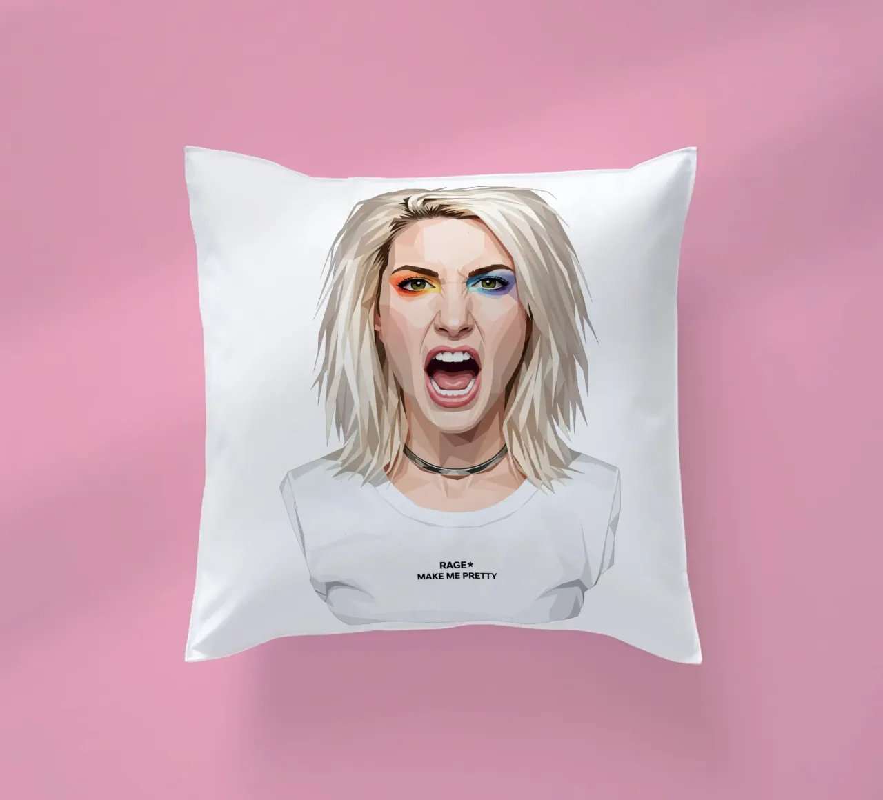 Hayley Williams Scream Paramore Low Poly cuscino da Low Profile