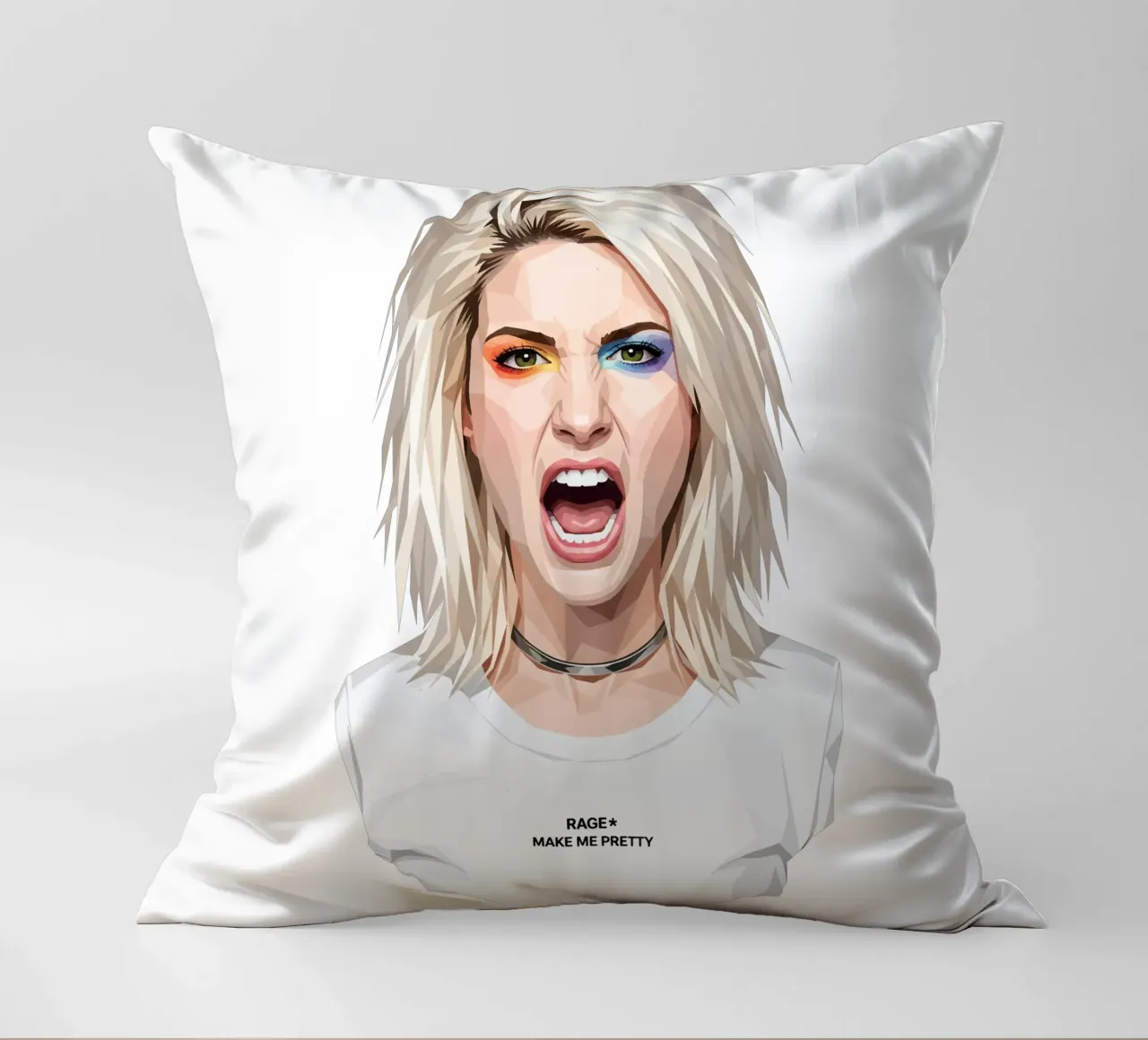 Hayley Williams Scream Paramore Low Poly cuscino da Low Profile