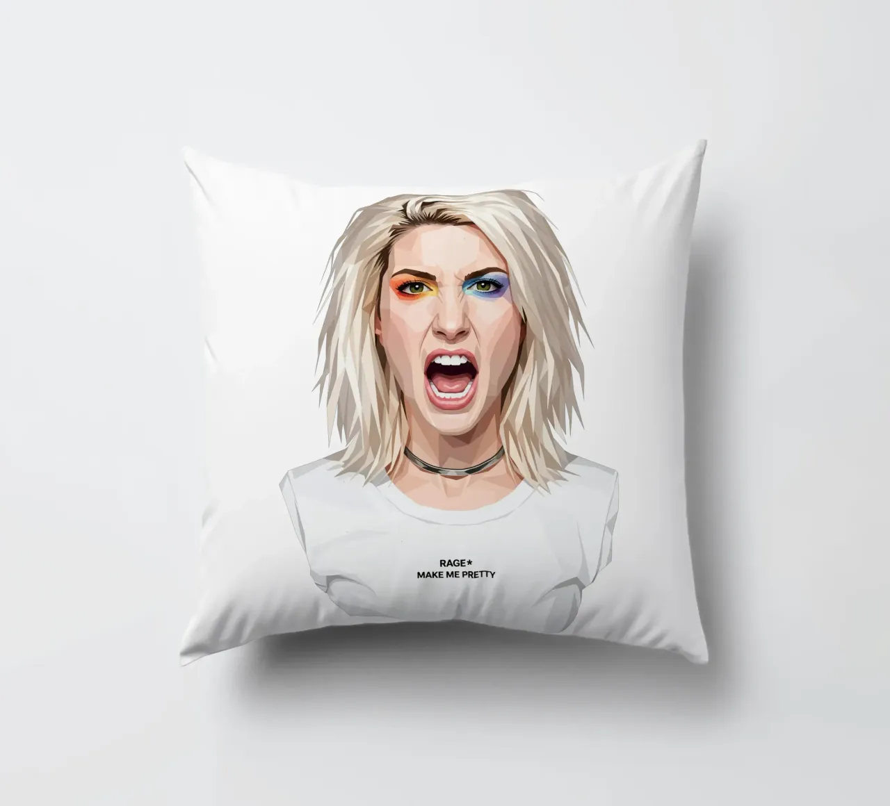 Hayley Williams Scream Paramore Low Poly cuscino da Low Profile