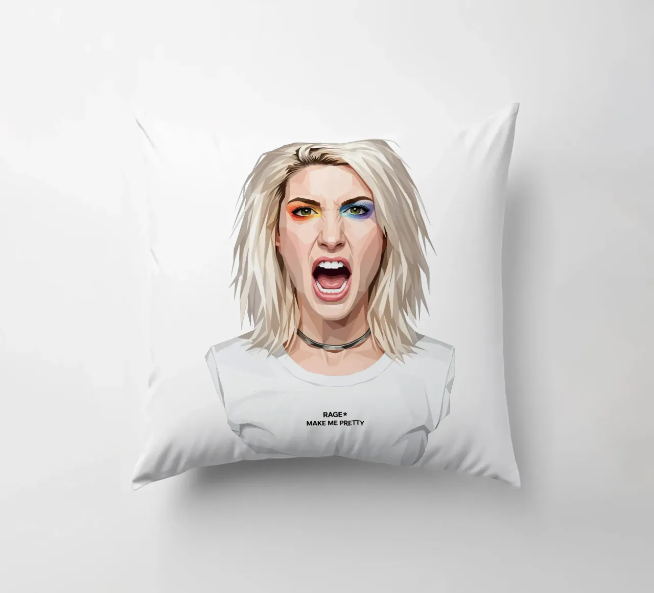 Hayley Williams Scream Paramore Low Poly cuscino da Low Profile