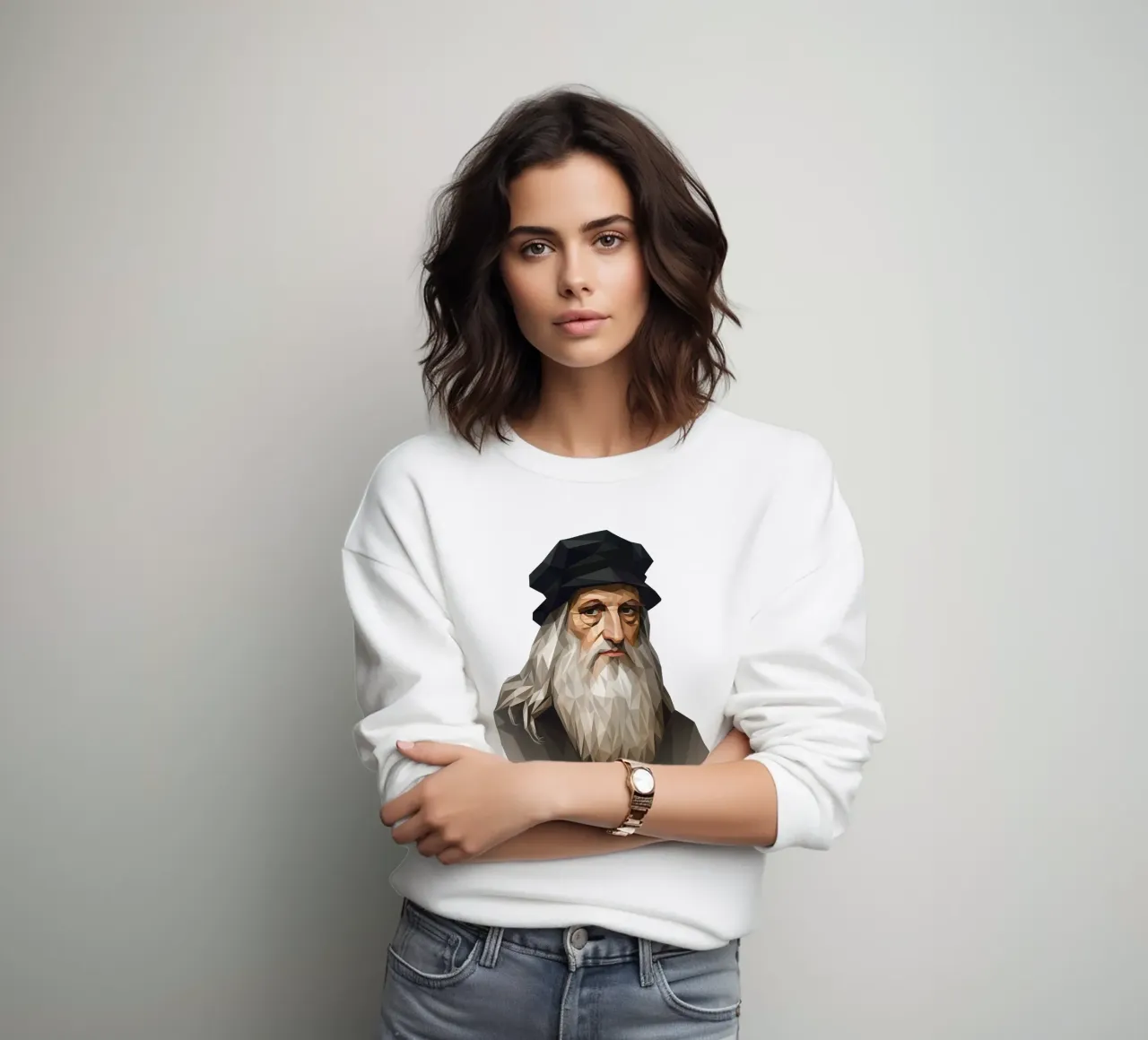 Portrait of Leonardo da Vinci Lowpoly felpa da Low Profile