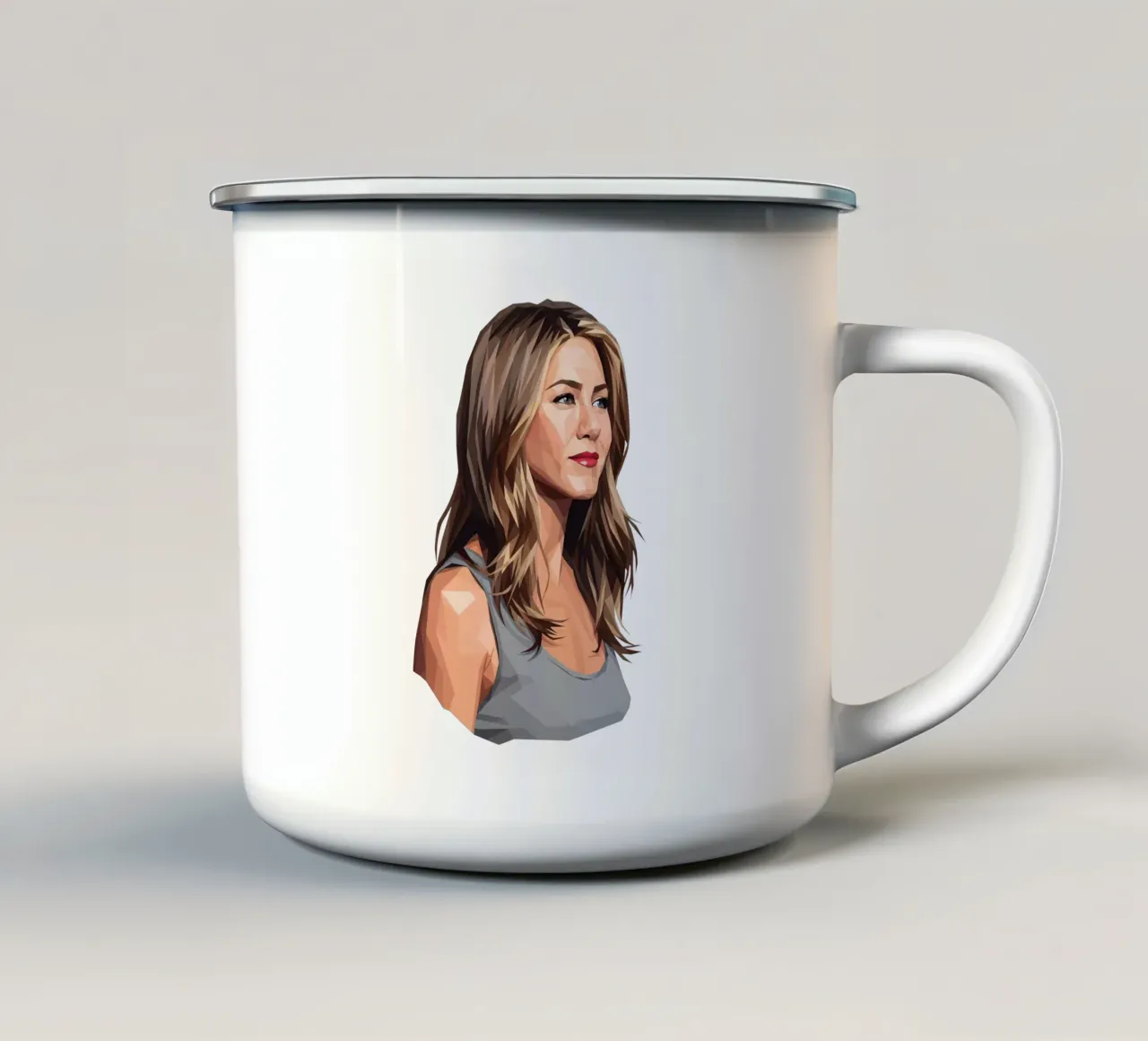 Jennifer Aniston Low poly tazza in smalto da Low Profile