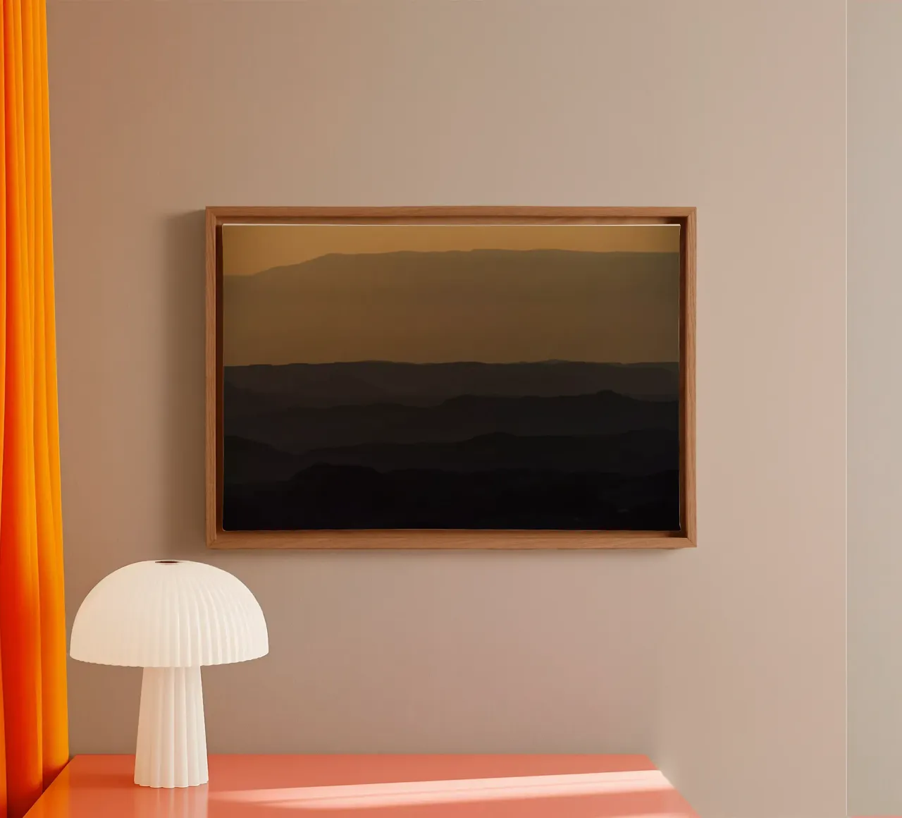 Alba sul cratere Ramon #3 tela con Cornice a cassetta da Tal Paz-Fridman