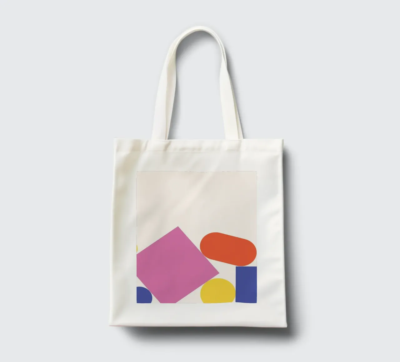 Forme geometriche colorate impilate borsa in juta da galihstudio