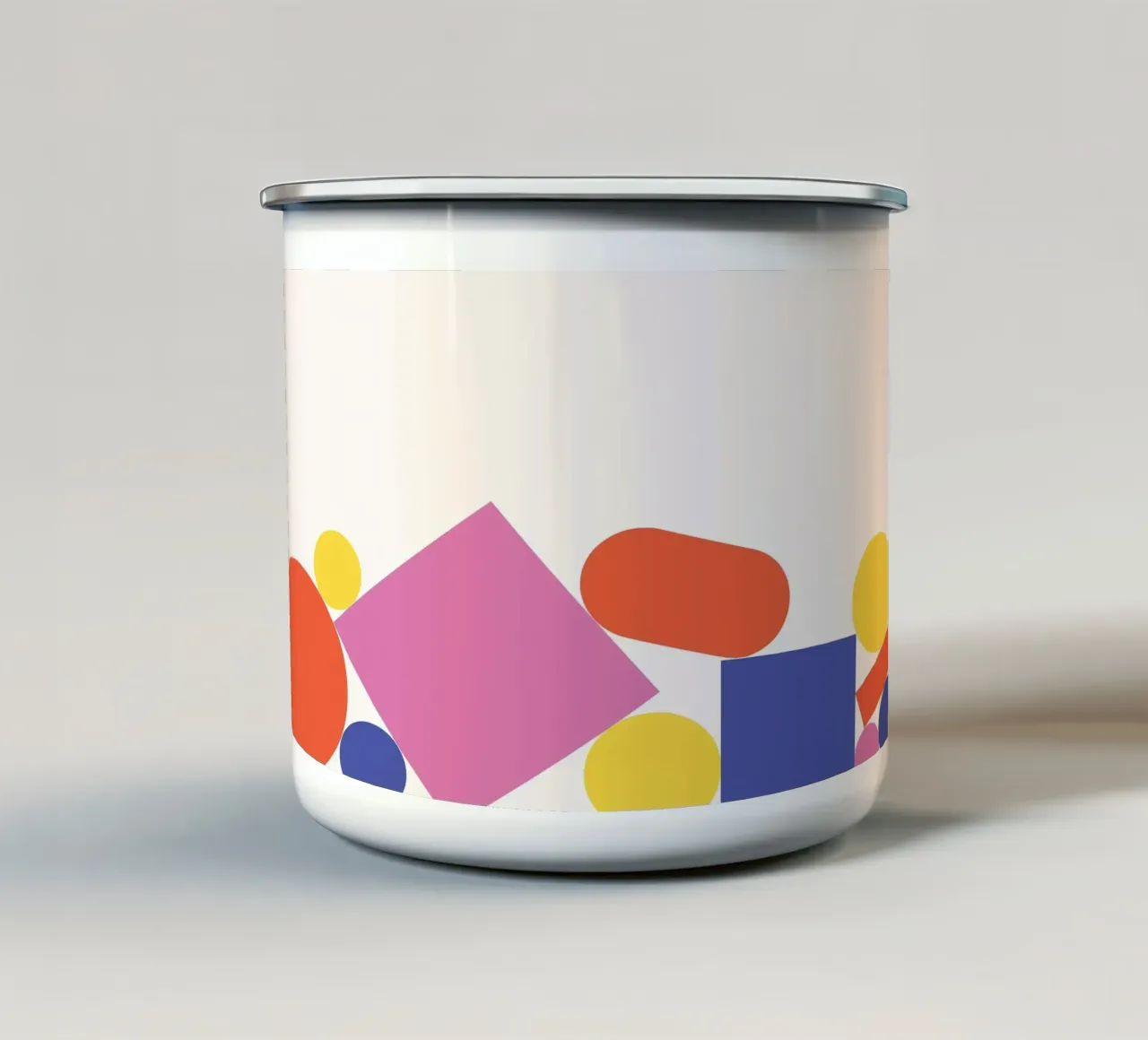 Forme geometriche colorate impilate tazza in smalto da galihstudio