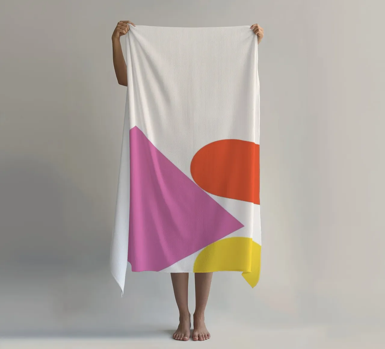 Forme geometriche colorate impilate telo mare da galihstudio