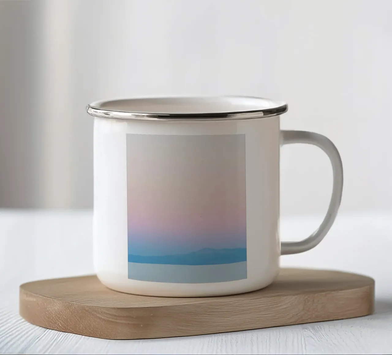 gradient sky and mountain tazza in smalto da comura
