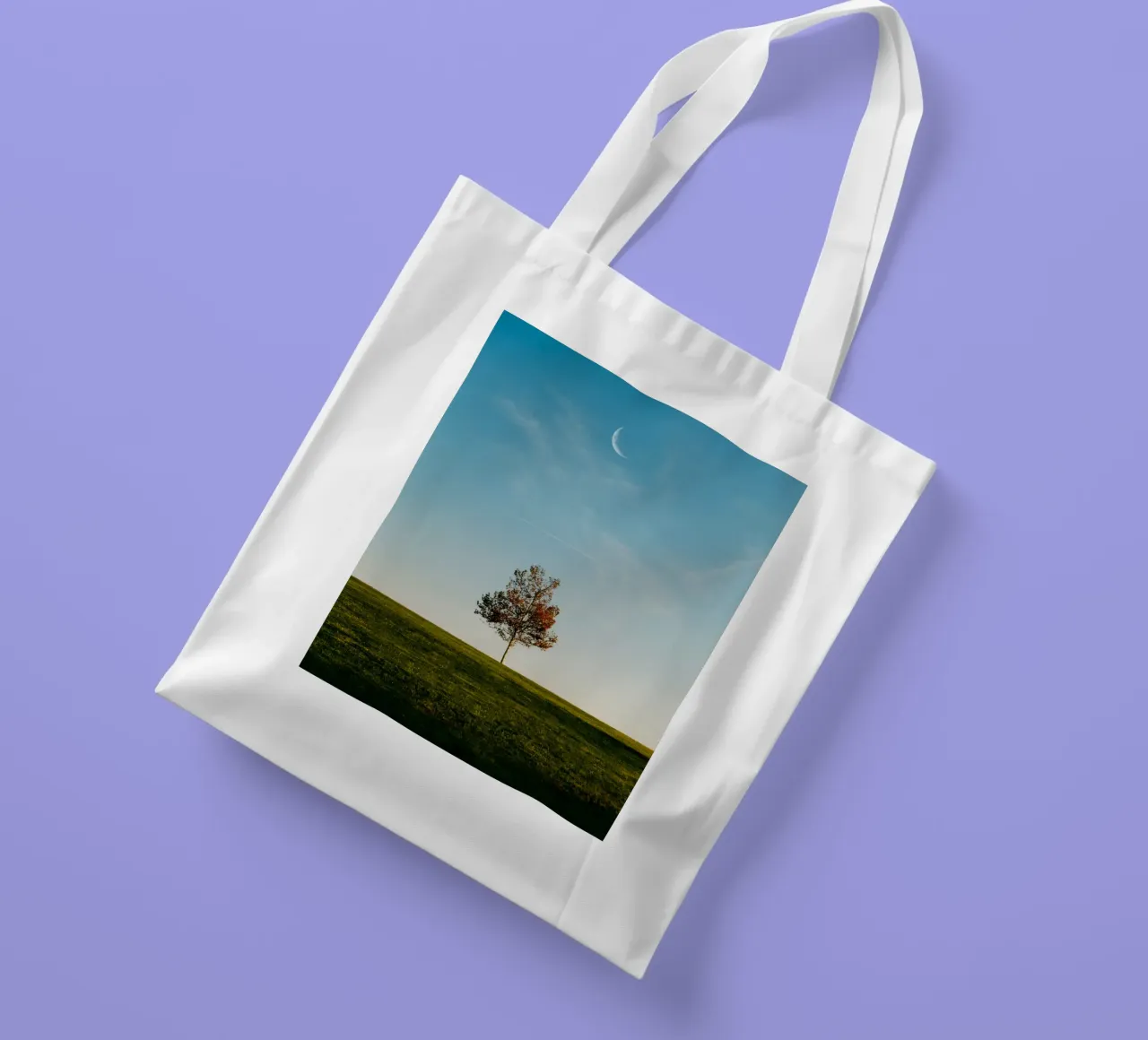alone tree and the moon borsa in juta da comura