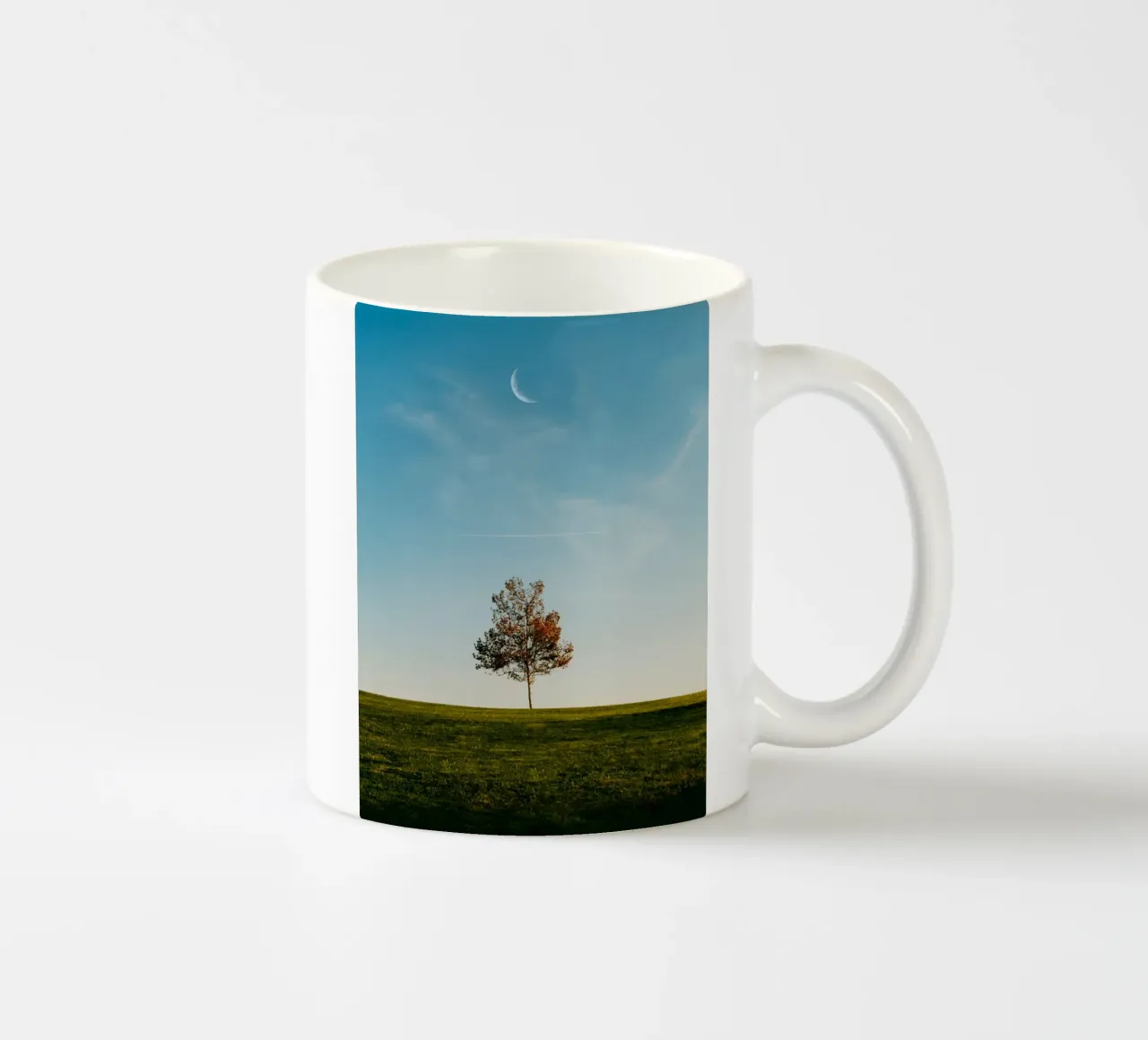 alone tree and the moon tazza in ceramica da comura