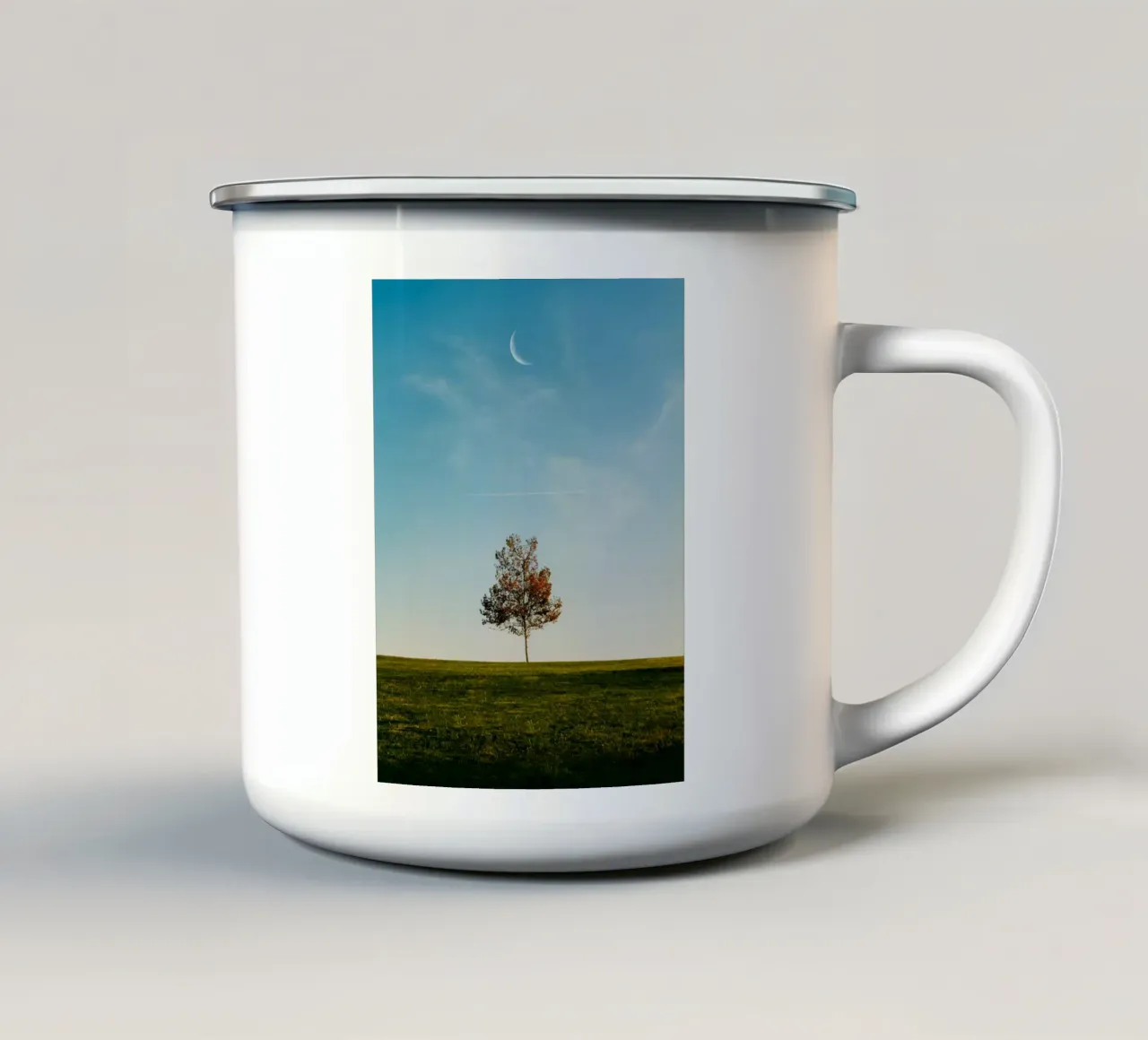 alone tree and the moon tazza in smalto da comura