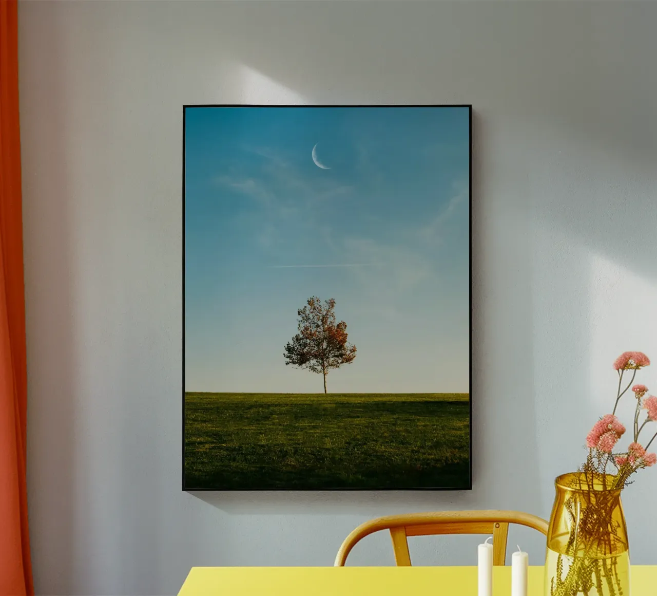 alone tree and the moon plexiglass da comura