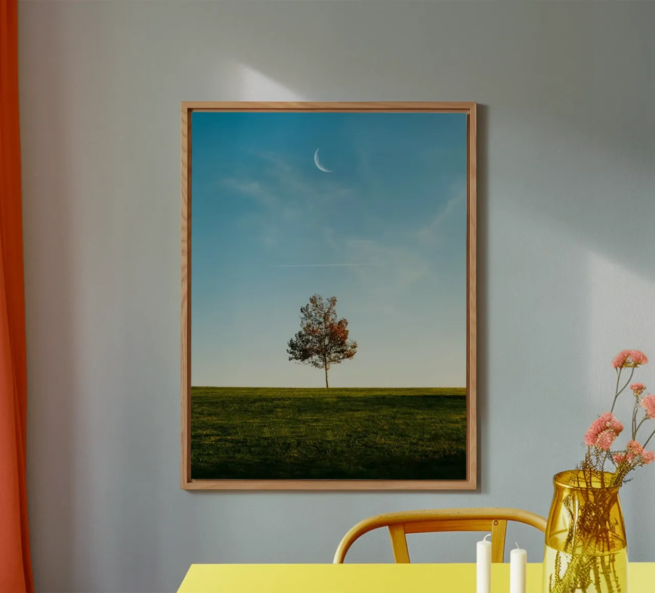 alone tree and the moon alluminio dibond da comura