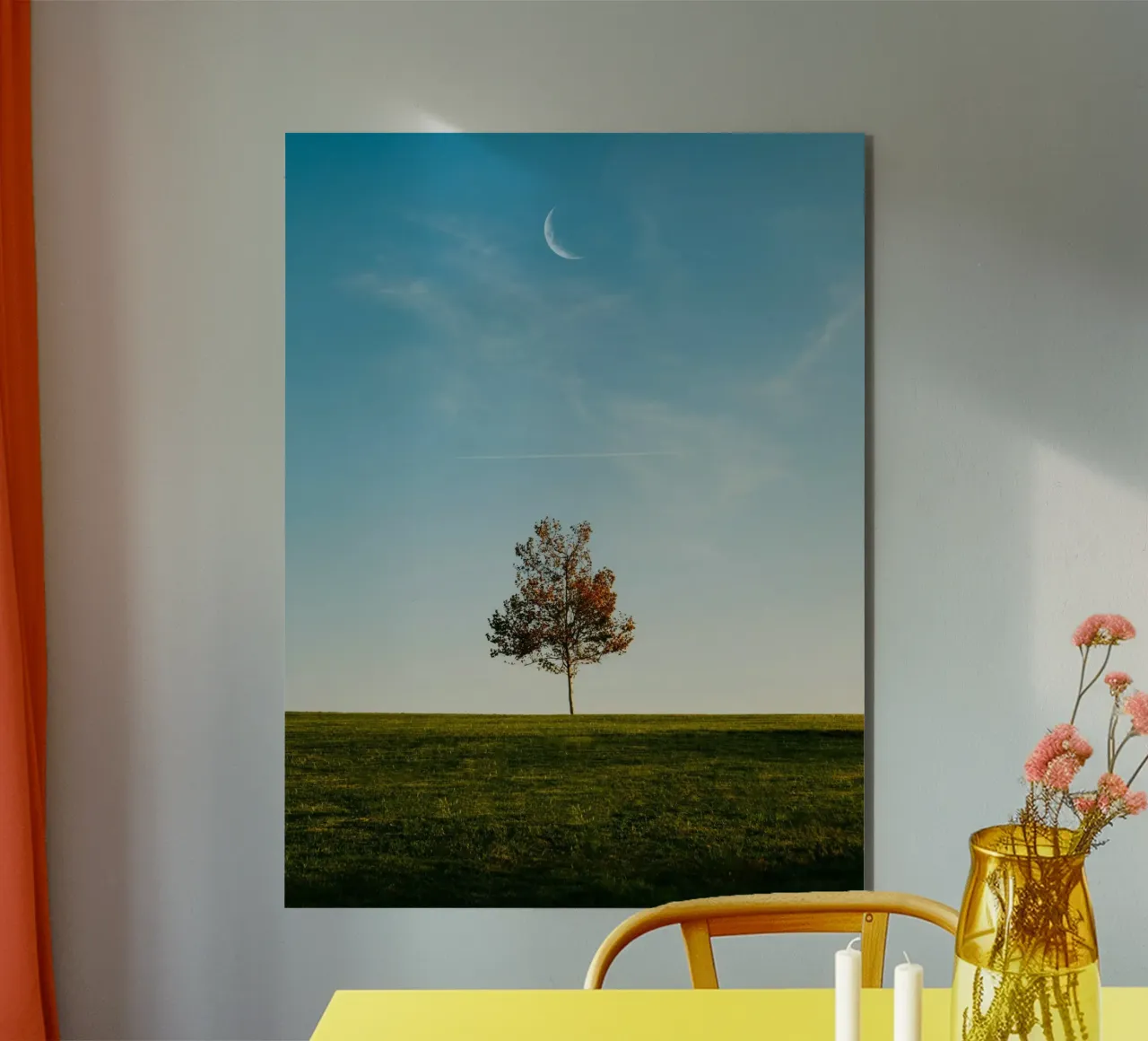alone tree and the moon alluminio dibond da comura