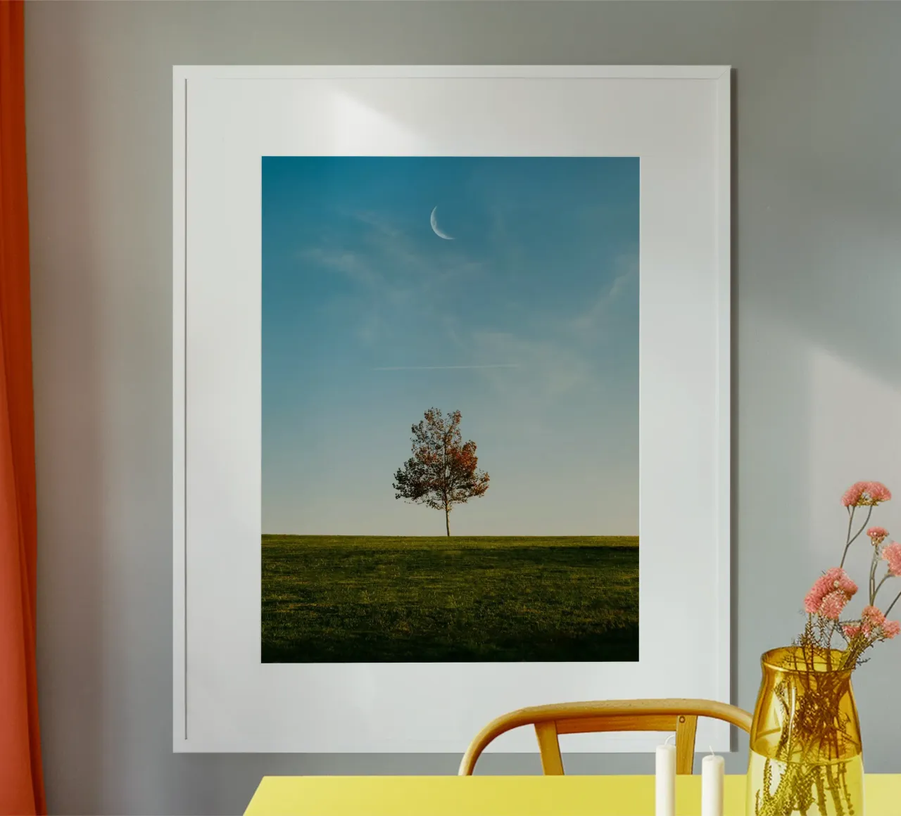 alone tree and the moon carta hahnemühle da comura