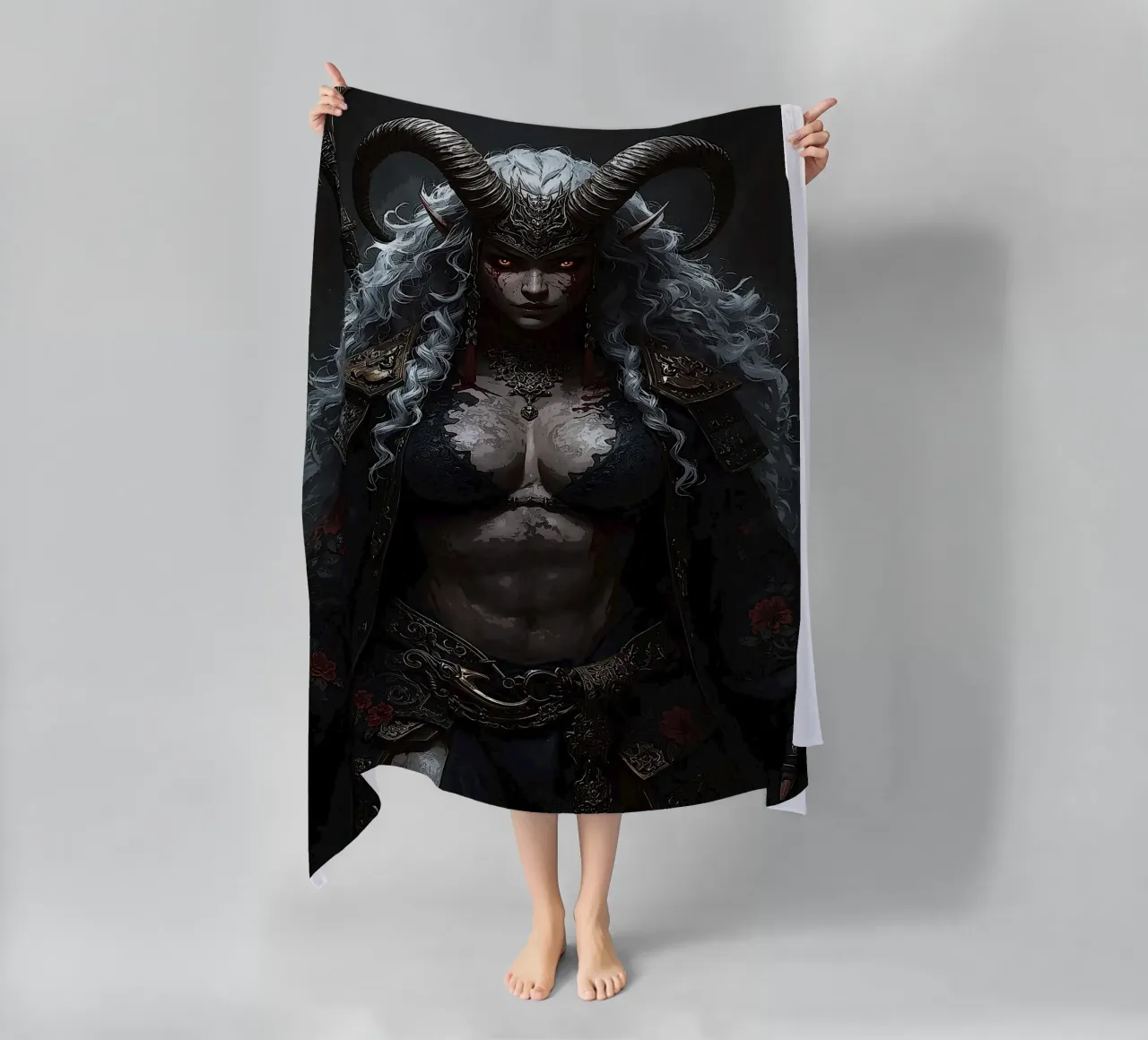 De gehoornde keizerin van de schaduwen strandhanddoek van van hellen