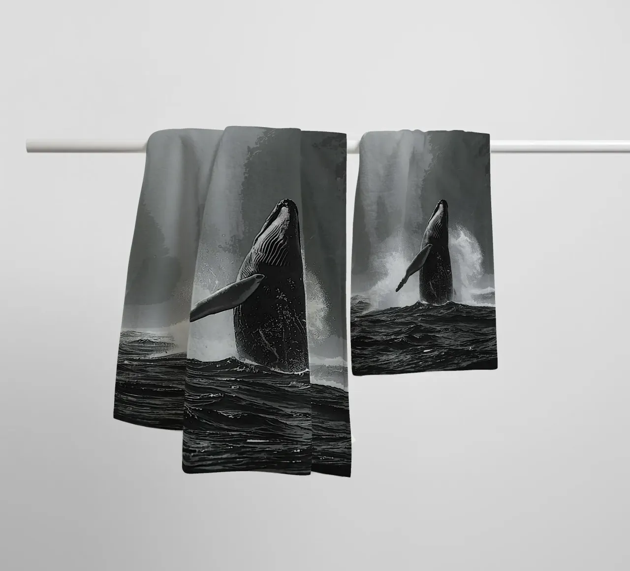 Echoes of the Deep in Monochrome towel by van hellen
