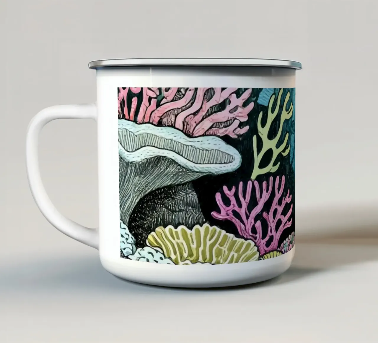 Barriera corallina subacquea tazza in smalto da knowledge