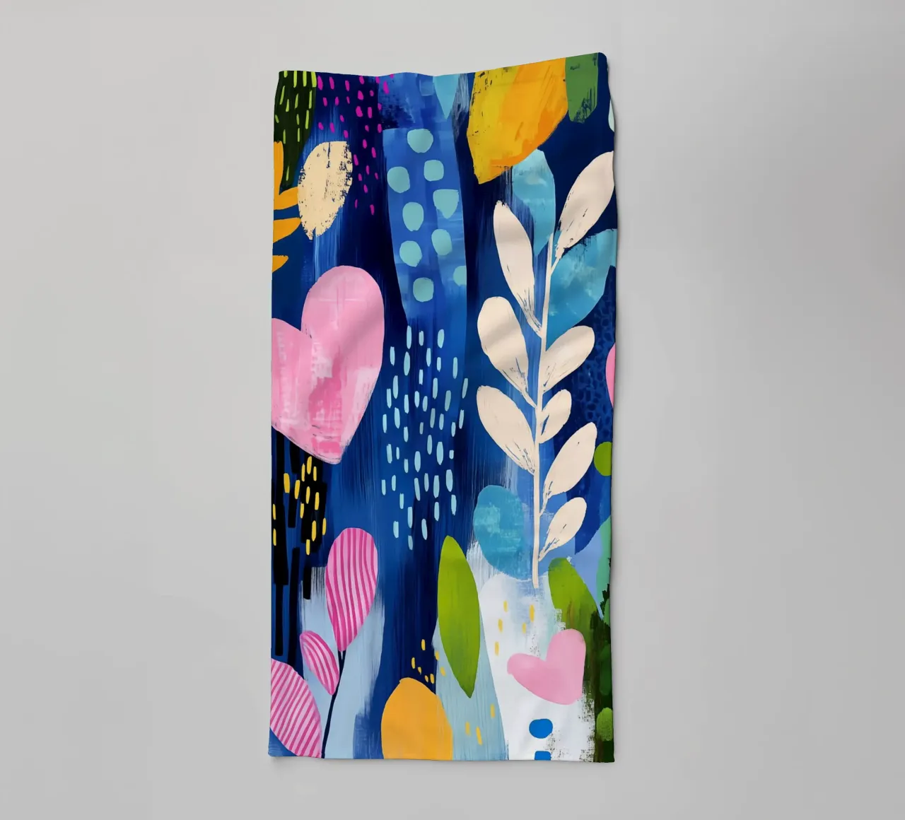 Boho plants with a heart | Botanical fantasy towel by Autofocus