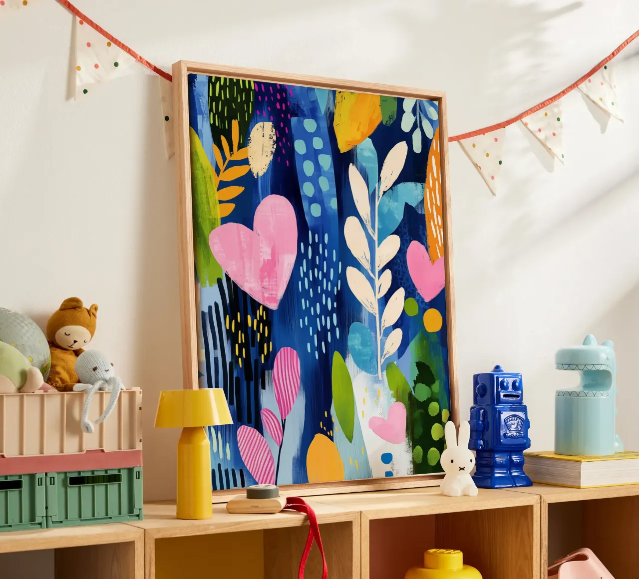 Boho plants with a heart | Botanical fantasy canvas by Autofocus