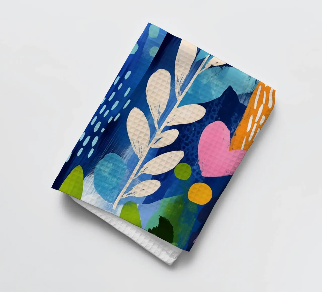 Boho plants with a heart | Botanical fantasy tea towel by Autofocus