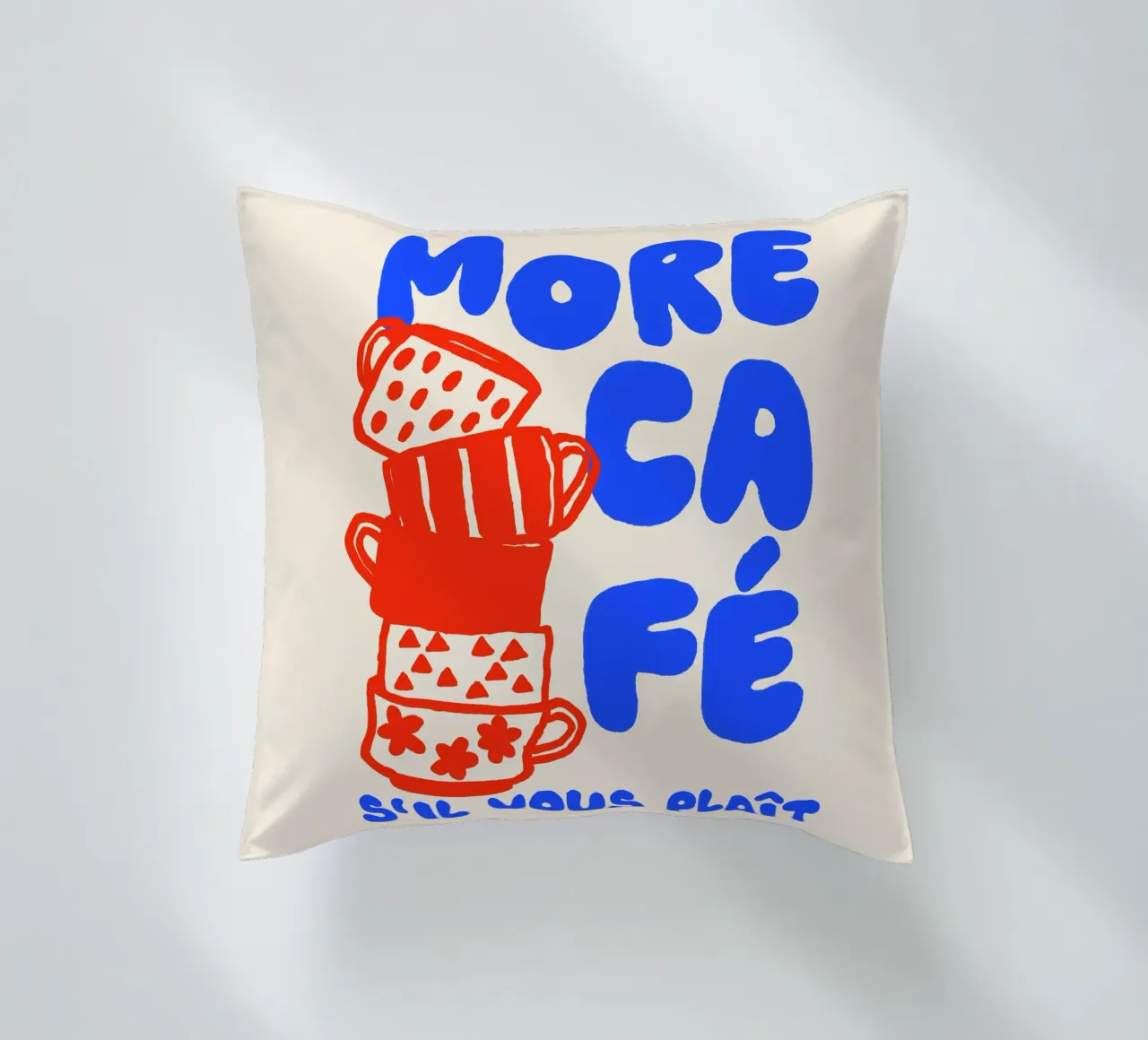 More Café Poster - Illustrazione di una tazza di caffè con il francese cuscino da QuooodZ by MooodzArt