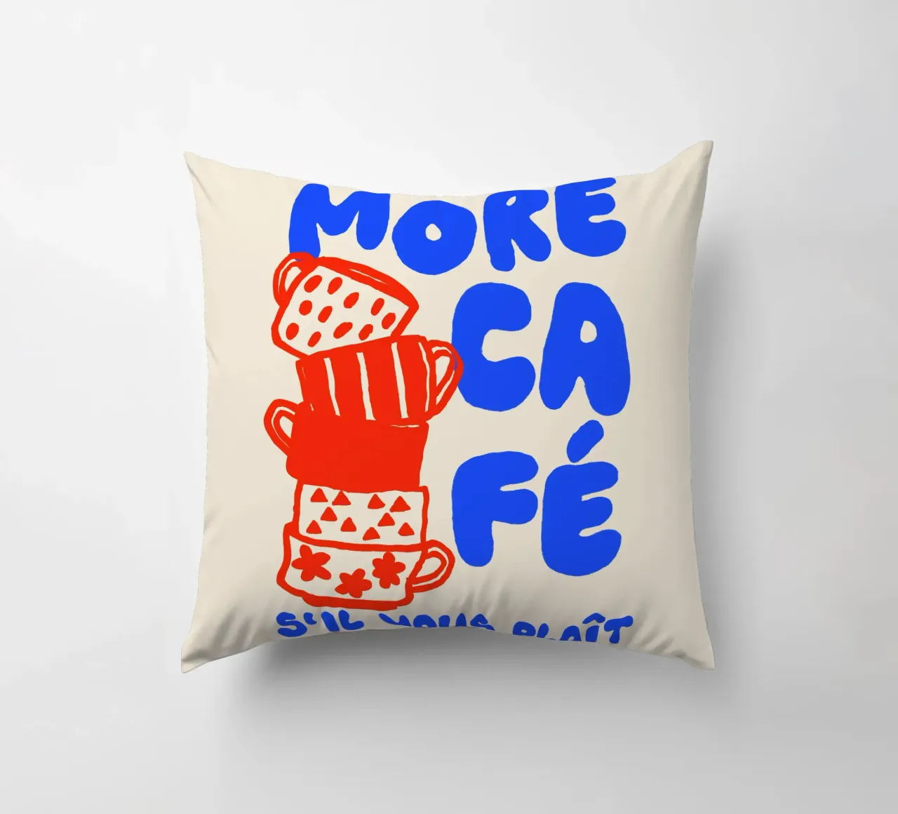 More Café Poster - Illustrazione di una tazza di caffè con il francese cuscino da QuooodZ by MooodzArt