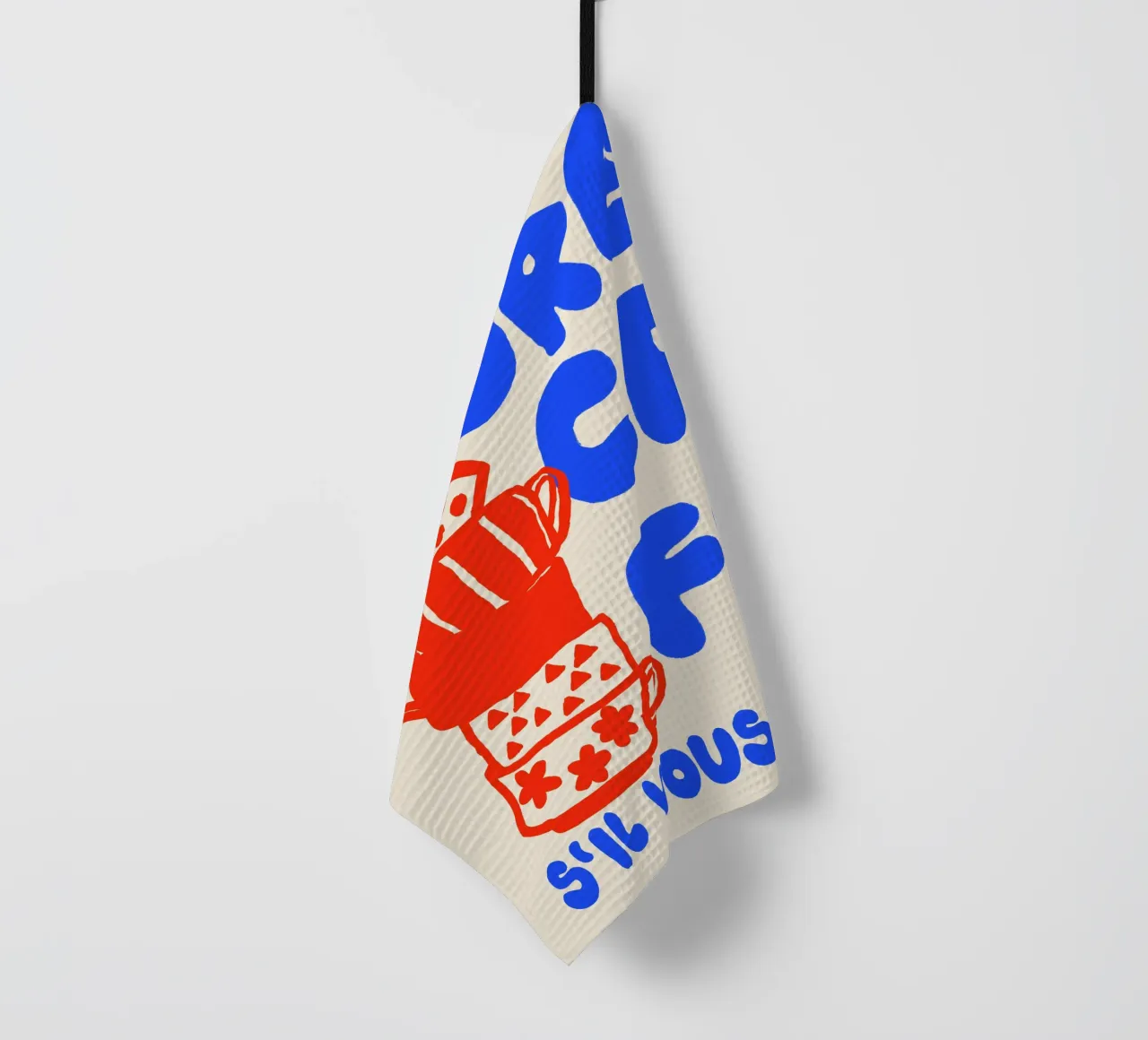 More Café Poster - Illustrazione di una tazza di caffè con il francese canovaccio da cucina da QuooodZ by MooodzArt