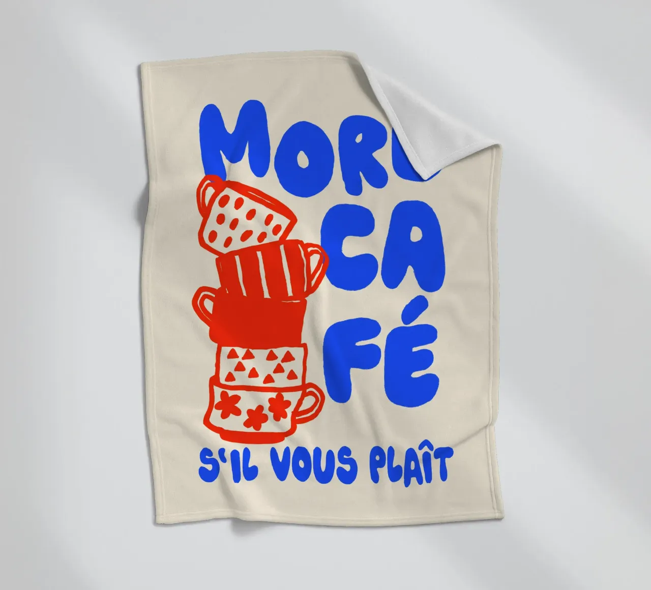 More Café Poster - Illustrazione di una tazza di caffè con il francese coperta in pile da QuooodZ by MooodzArt