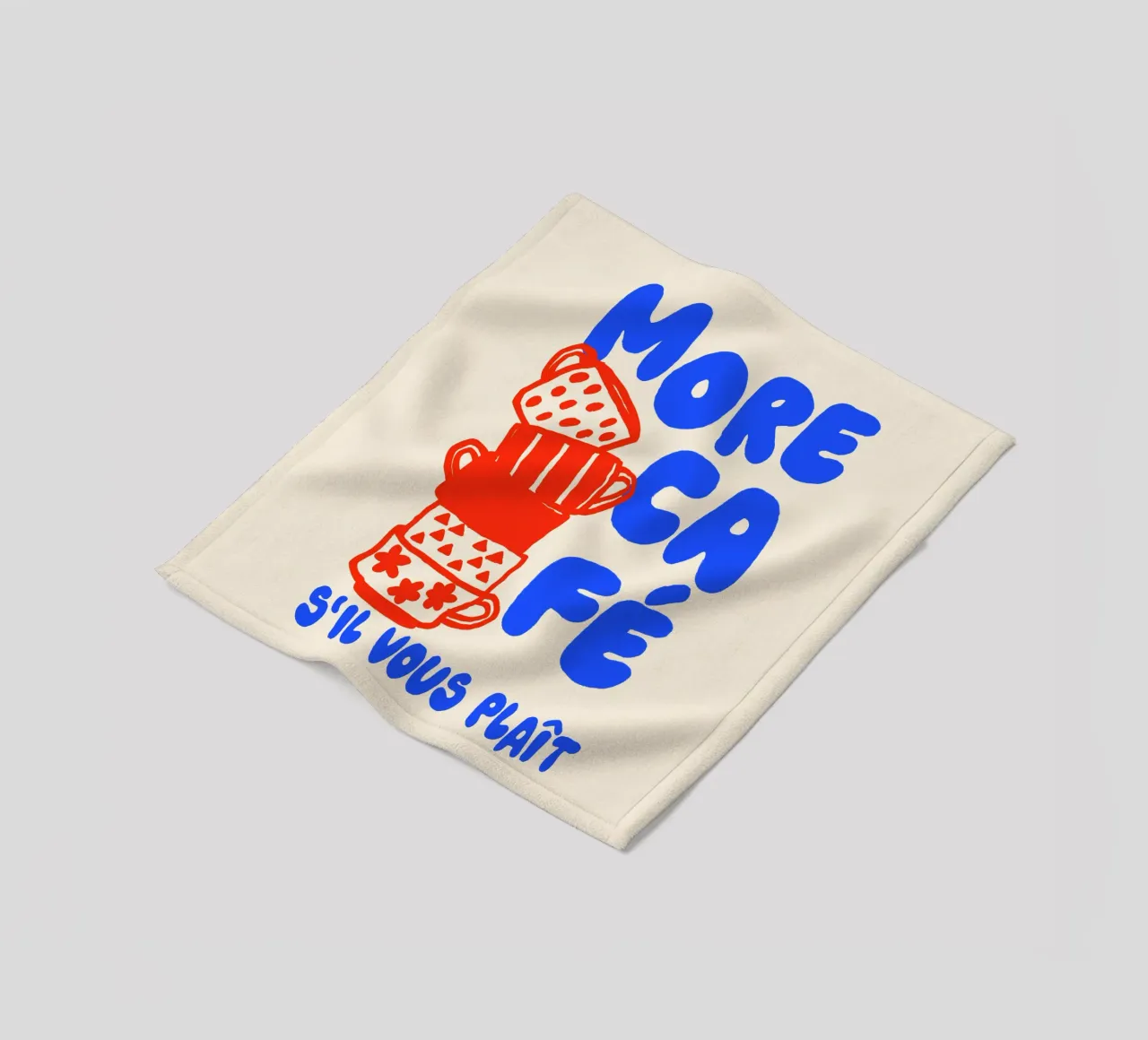 More Café Poster - Illustrazione di una tazza di caffè con il francese coperta in pile da QuooodZ by MooodzArt