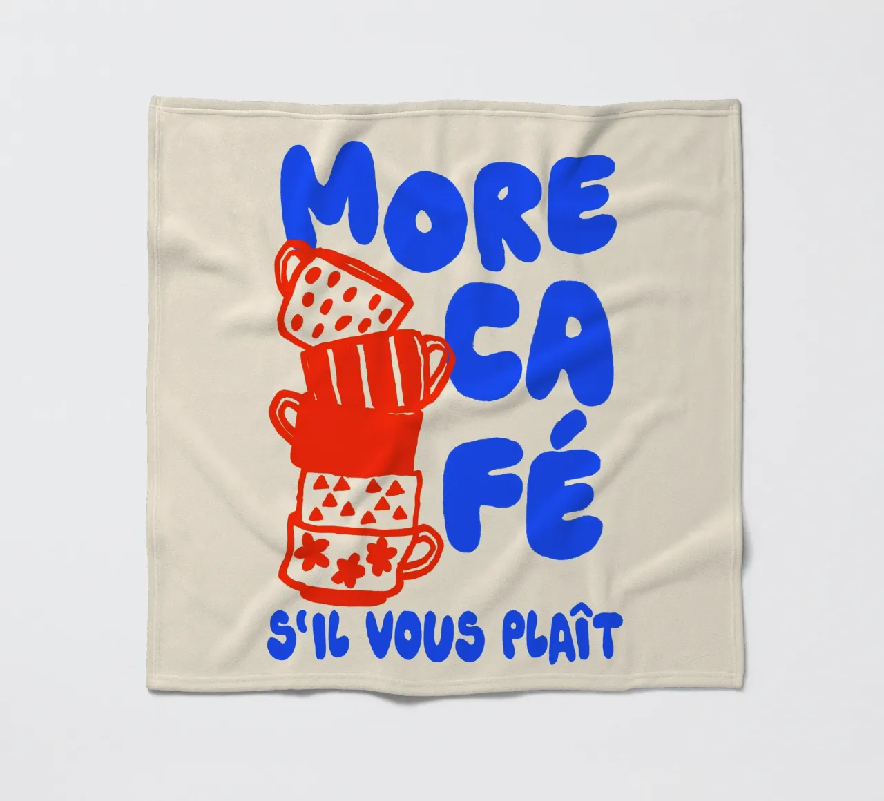 More Café Poster - Illustrazione di una tazza di caffè con il francese coperta in pile da QuooodZ by MooodzArt