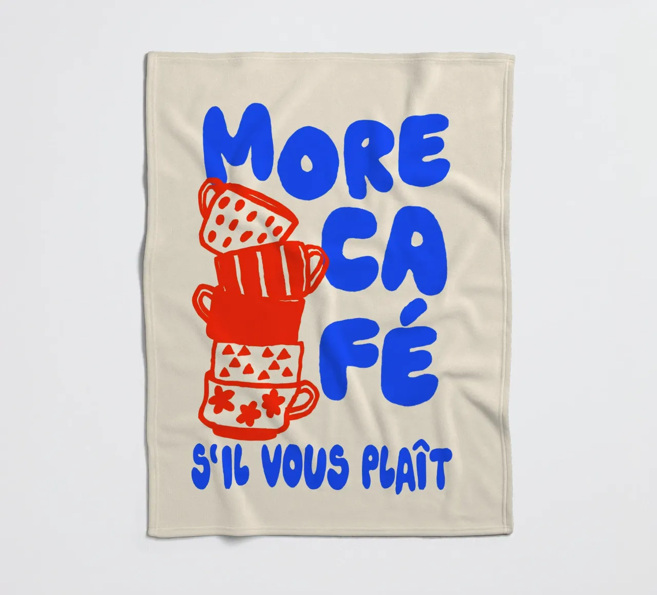 More Café Poster - Illustrazione di una tazza di caffè con il francese coperta in pile da QuooodZ by MooodzArt