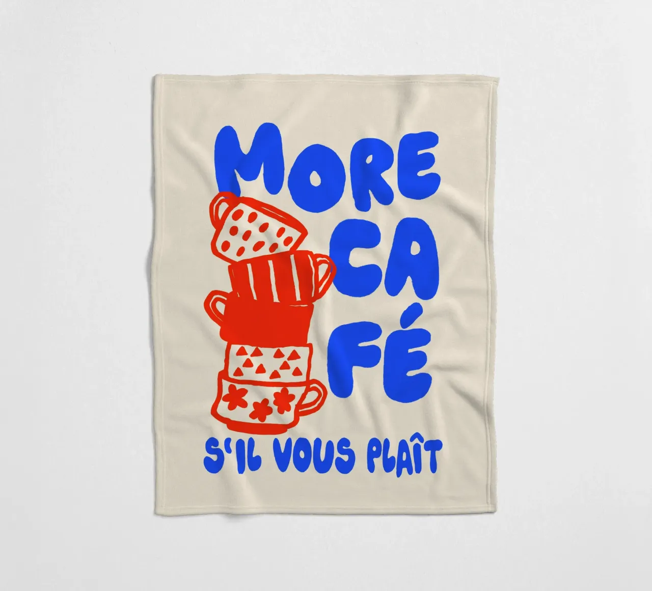 More Café Poster - Illustrazione di una tazza di caffè con il francese coperta in pile da QuooodZ by MooodzArt
