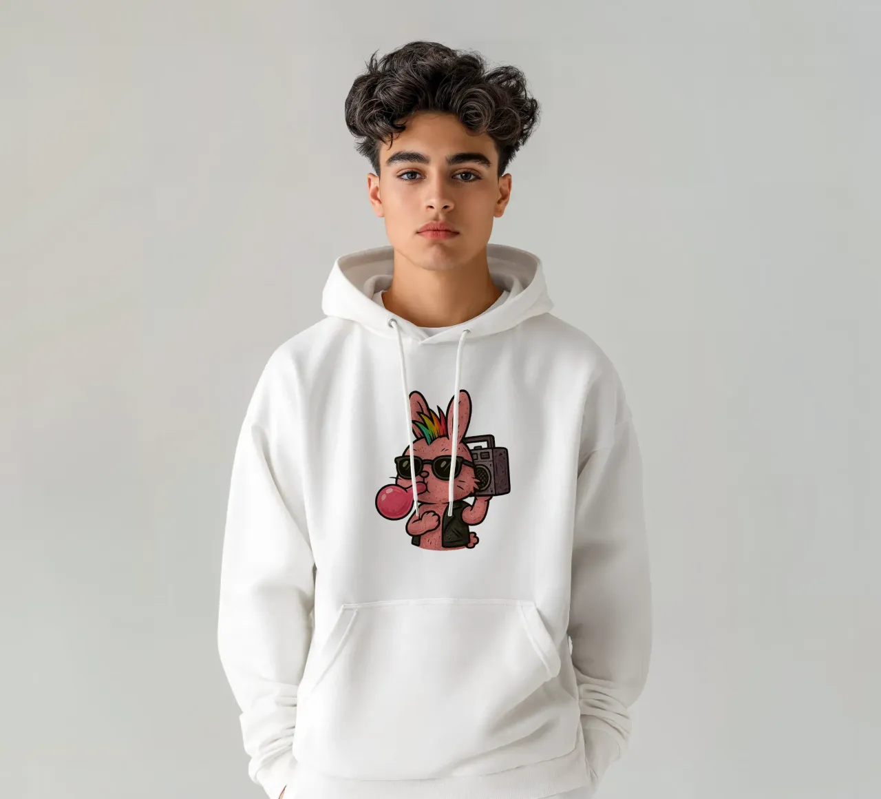 Lapin Punk Arcobaleno felpa con cappuccio da Punk & Cute - Affiches & Stickers
