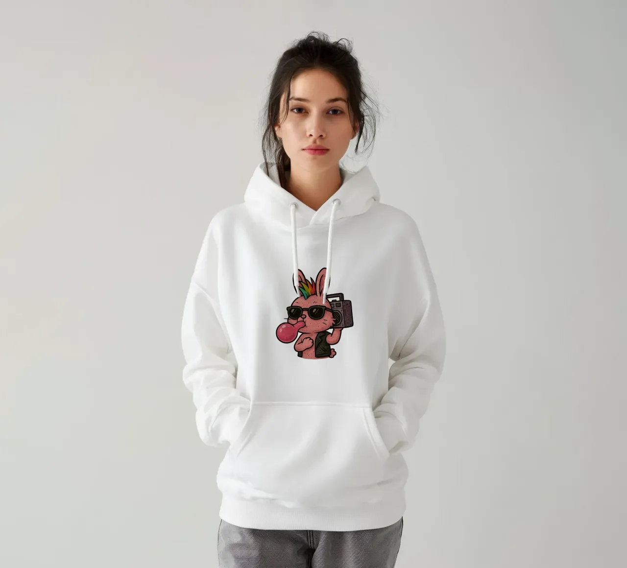 Lapin Punk Arcobaleno felpa con cappuccio da Punk & Cute - Affiches & Stickers