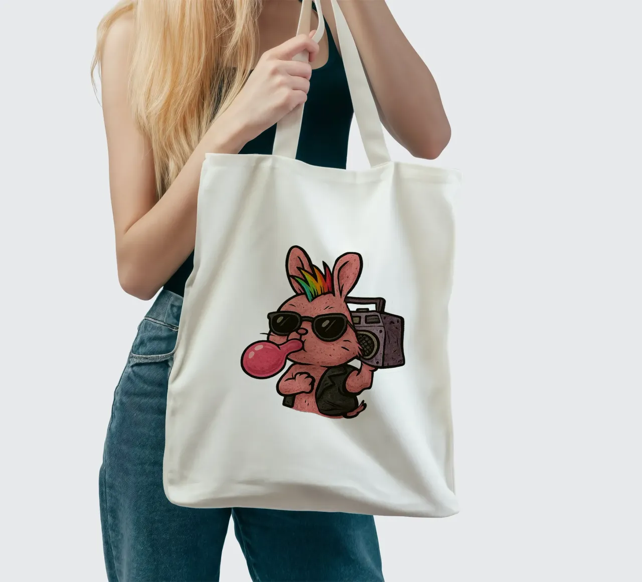 Lapin Punk Arcobaleno borsa in juta da Punk & Cute - Affiches & Stickers