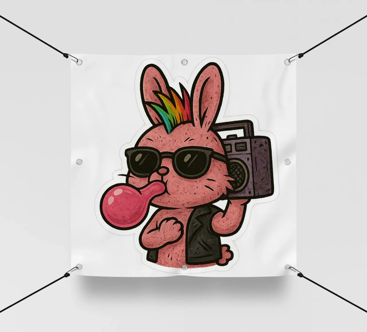 Lapin Punk Arcobaleno telo in pvc da Punk & Cute - Affiches & Stickers