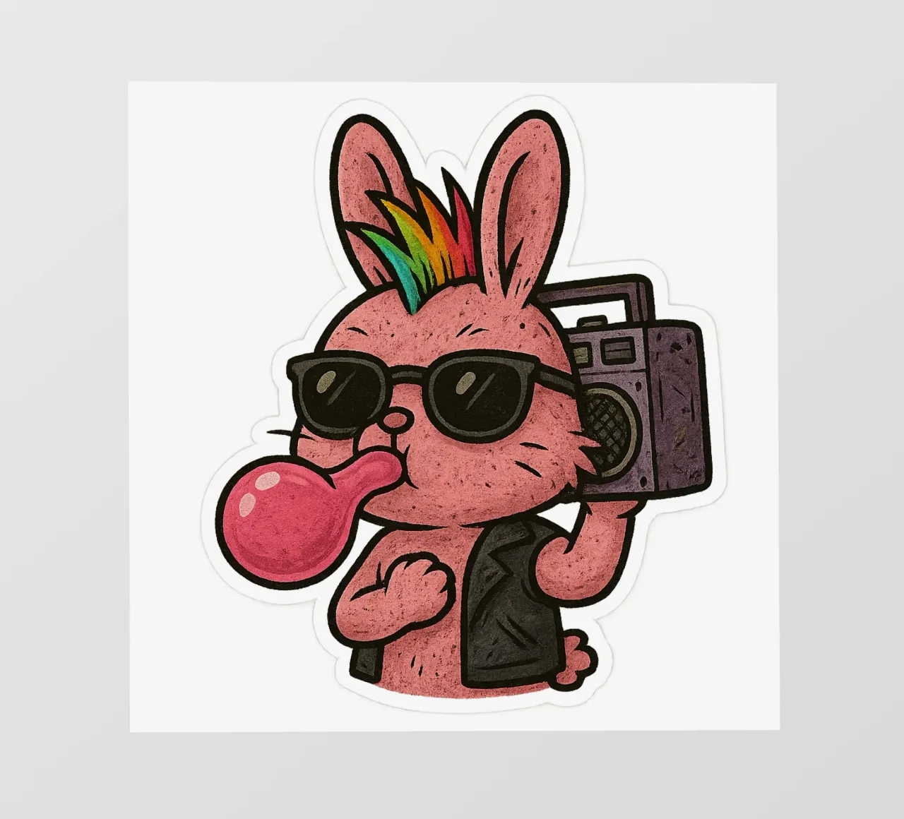 Lapin Punk Arcobaleno telo in pvc da Punk & Cute - Affiches & Stickers