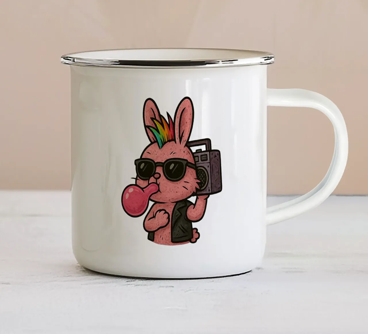 Lapin Punk Arcobaleno tazza in smalto da Punk & Cute - Affiches & Stickers