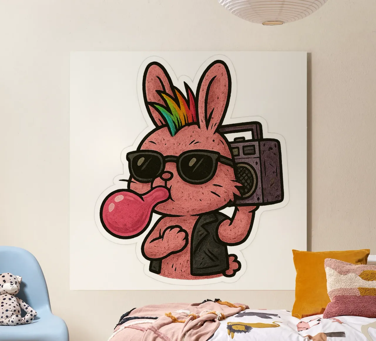 Lapin Punk Arcobaleno plexiglass da Punk & Cute - Affiches & Stickers