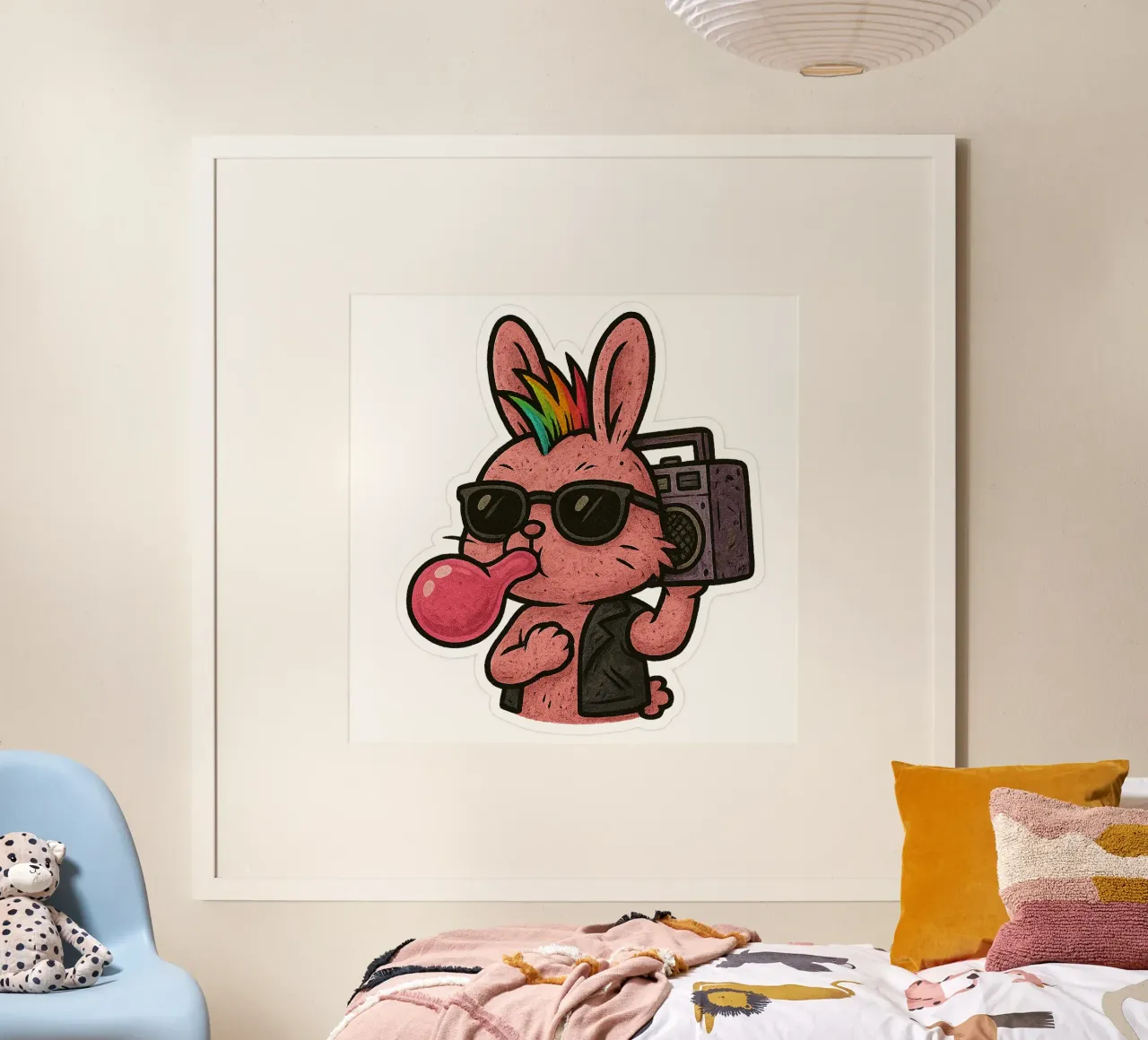 Lapin Punk Arcobaleno carta hahnemühle da Punk & Cute - Affiches & Stickers