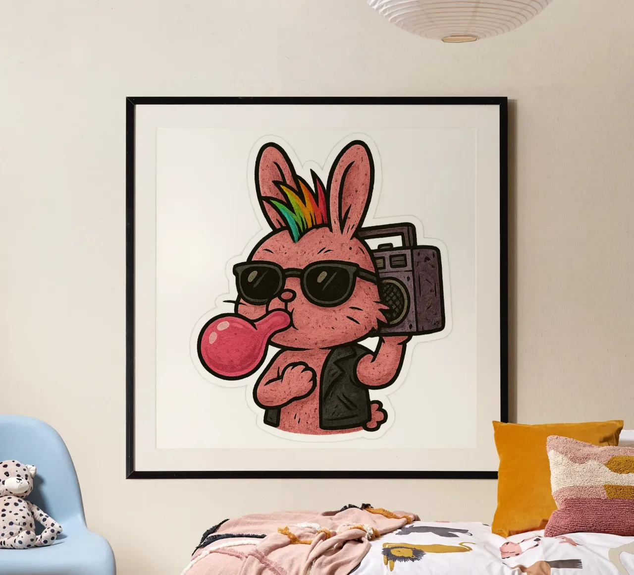 Lapin Punk Arcobaleno carta hahnemühle da Punk & Cute - Affiches & Stickers