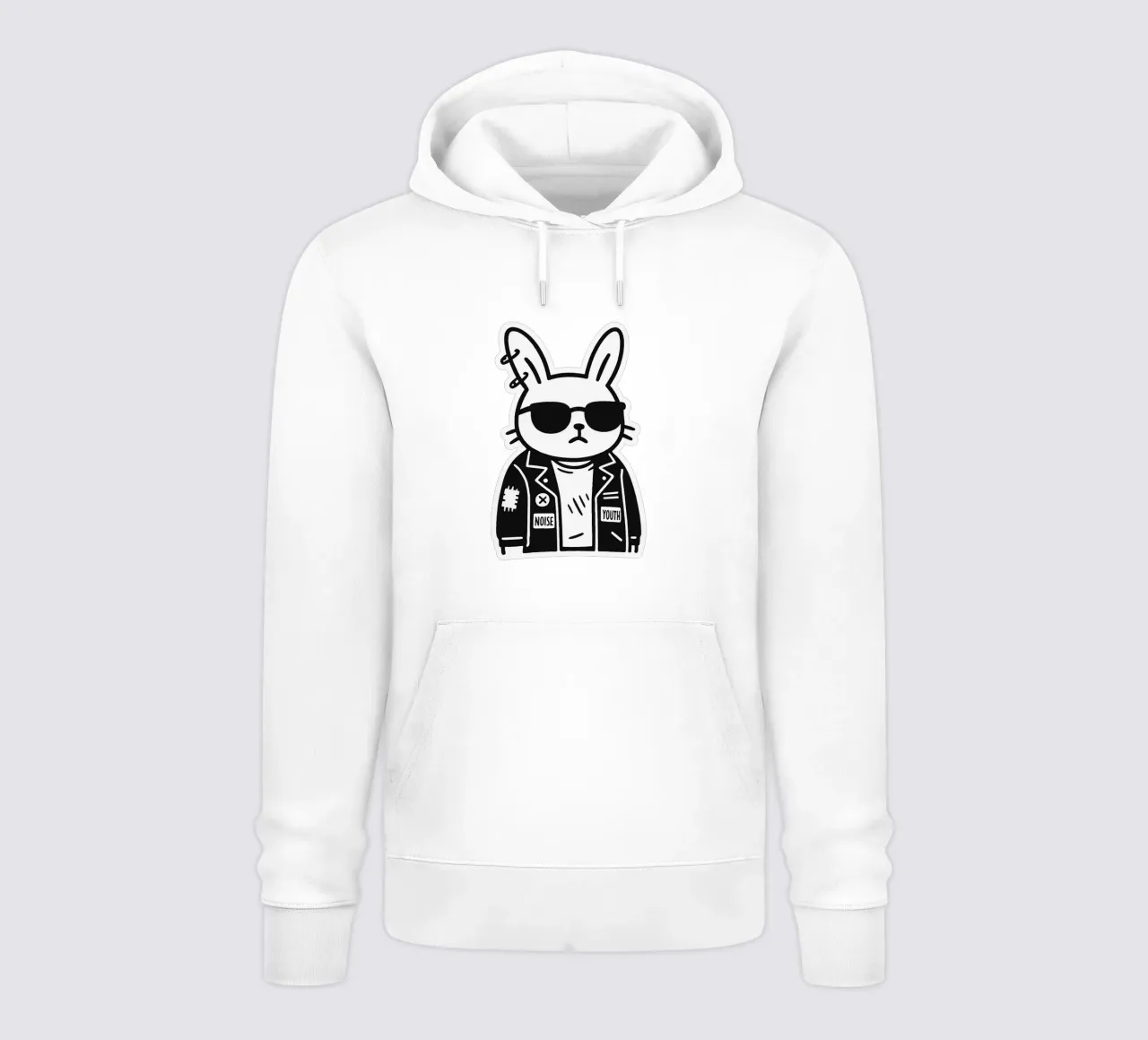 Lapin Punk Monocromatico felpa con cappuccio da Punk & Cute - Affiches & Stickers