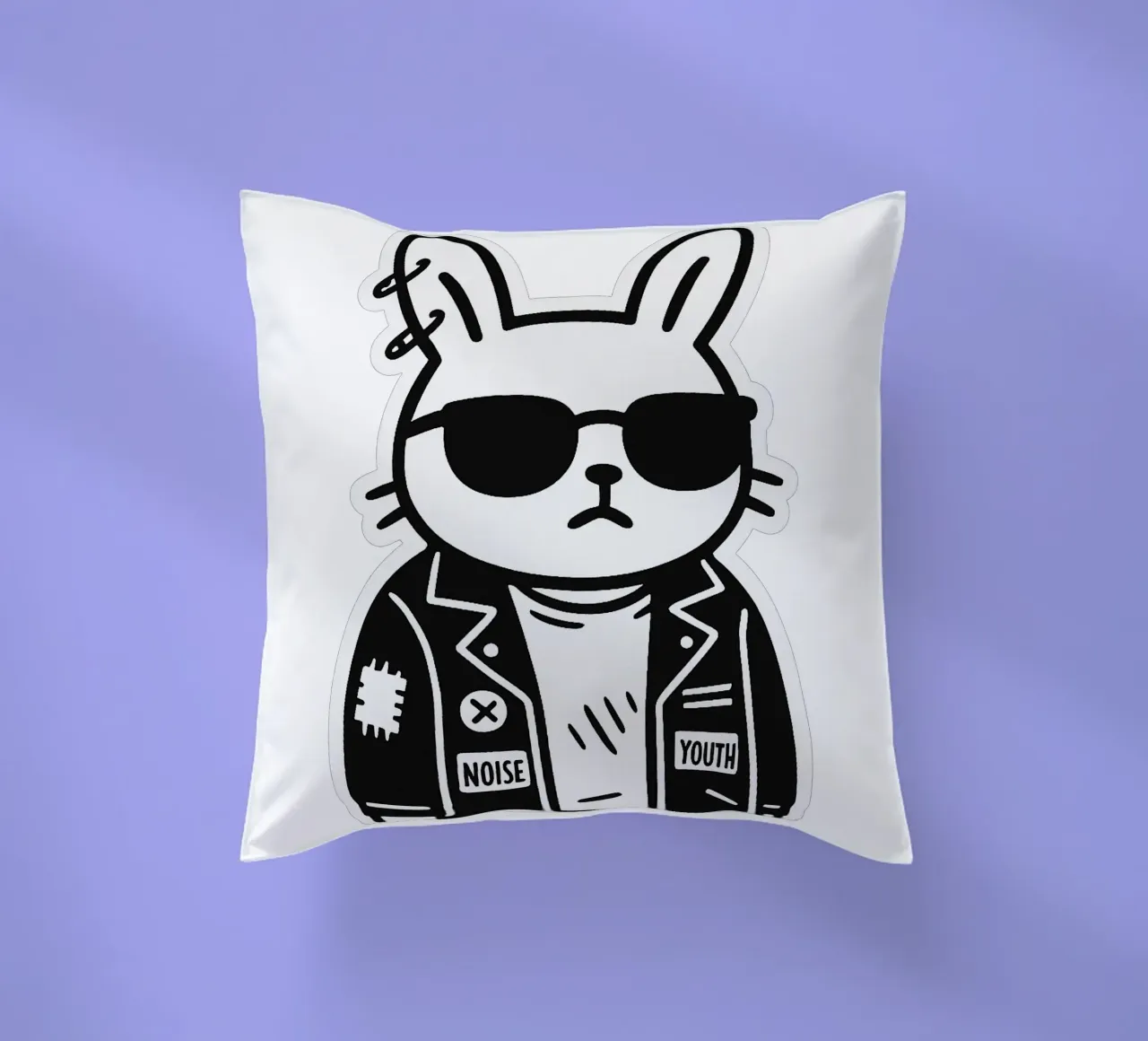 Lapin Punk Monocromatico cuscino da Punk & Cute - Affiches & Stickers