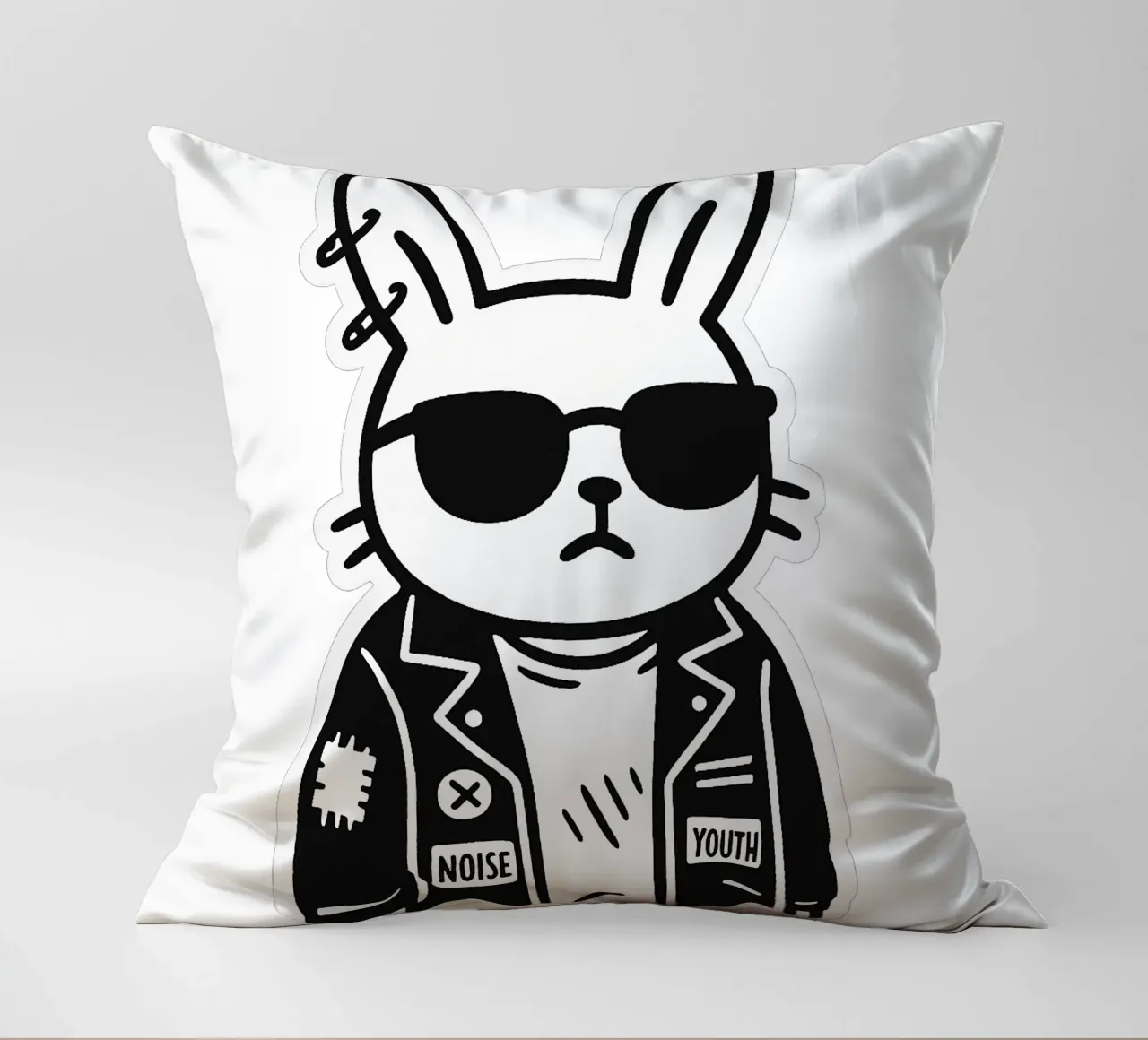 Lapin Punk Monocromatico cuscino da Punk & Cute - Affiches & Stickers