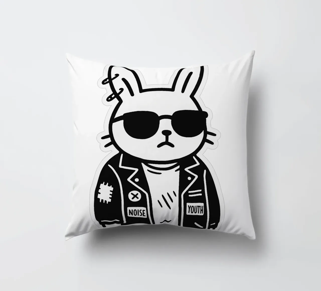 Lapin Punk Monocromatico cuscino da Punk & Cute - Affiches & Stickers