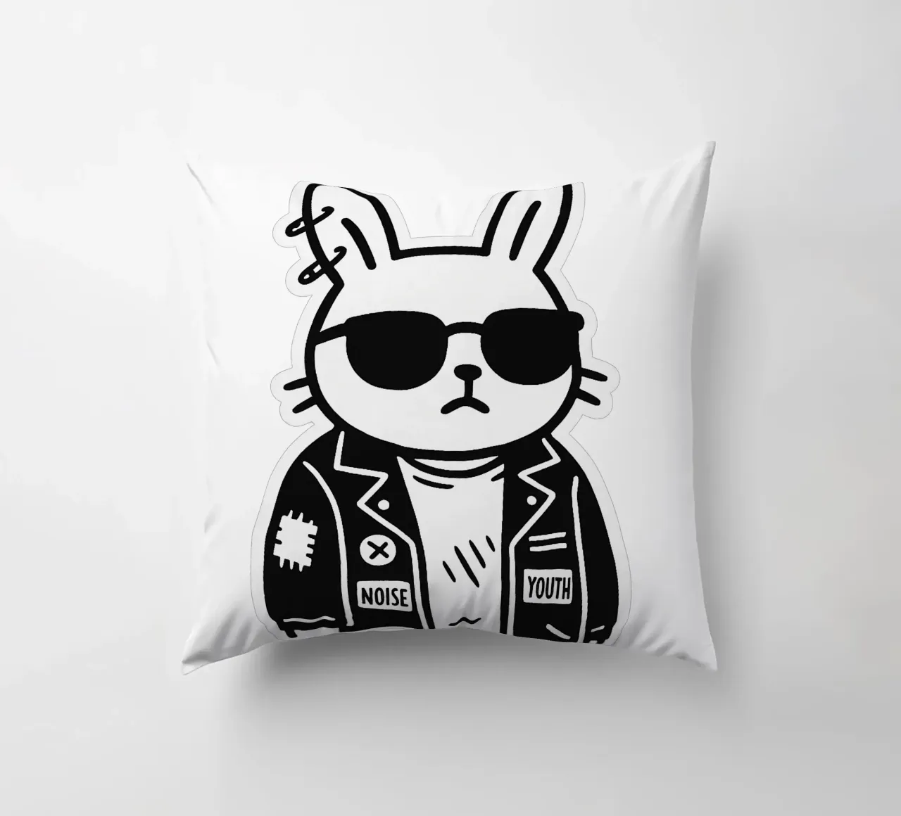 Lapin Punk Monocromatico cuscino da Punk & Cute - Affiches & Stickers