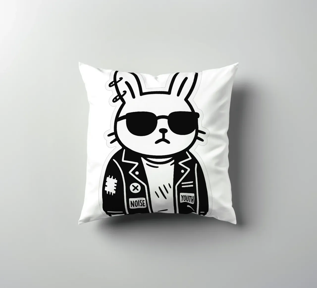 Lapin Punk Monocromatico cuscino da Punk & Cute - Affiches & Stickers