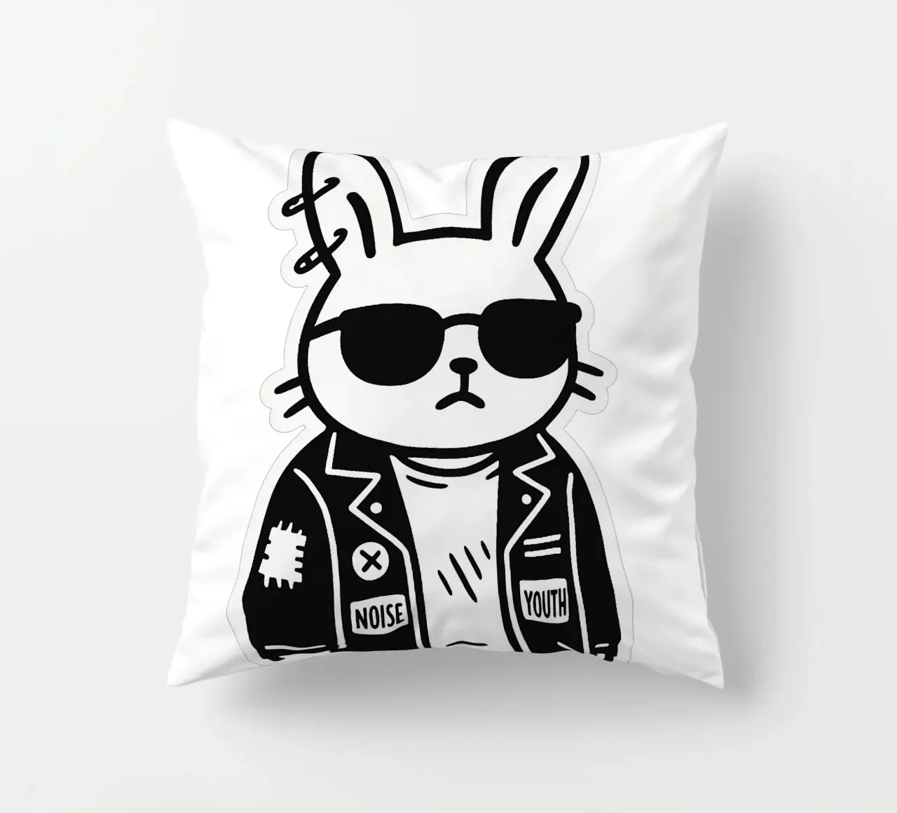 Lapin Punk Monocromatico cuscino da Punk & Cute - Affiches & Stickers