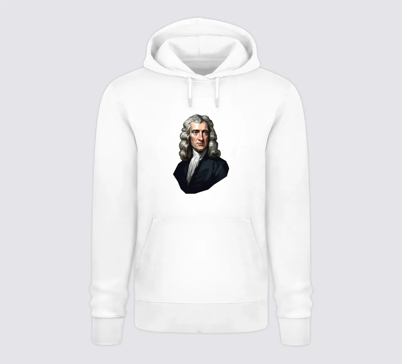 Ritratto di Isaac Newton Lowpoly felpa con cappuccio da Low Profile