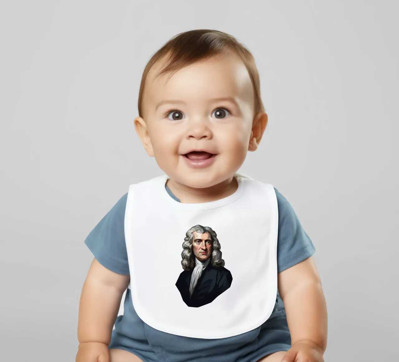 Ritratto di Isaac Newton Lowpoly bavaglino da Low Profile